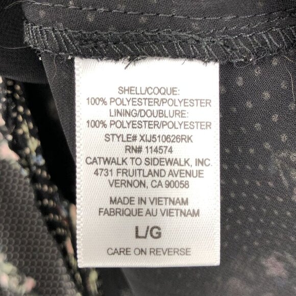 Pleione Womens Long Sleeve Floral Polka Dot Blouse L Black Office Professional - Picture 5 of 9